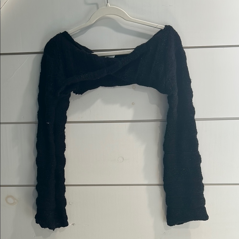Cross Knit Black Women's Shoulder Sweater